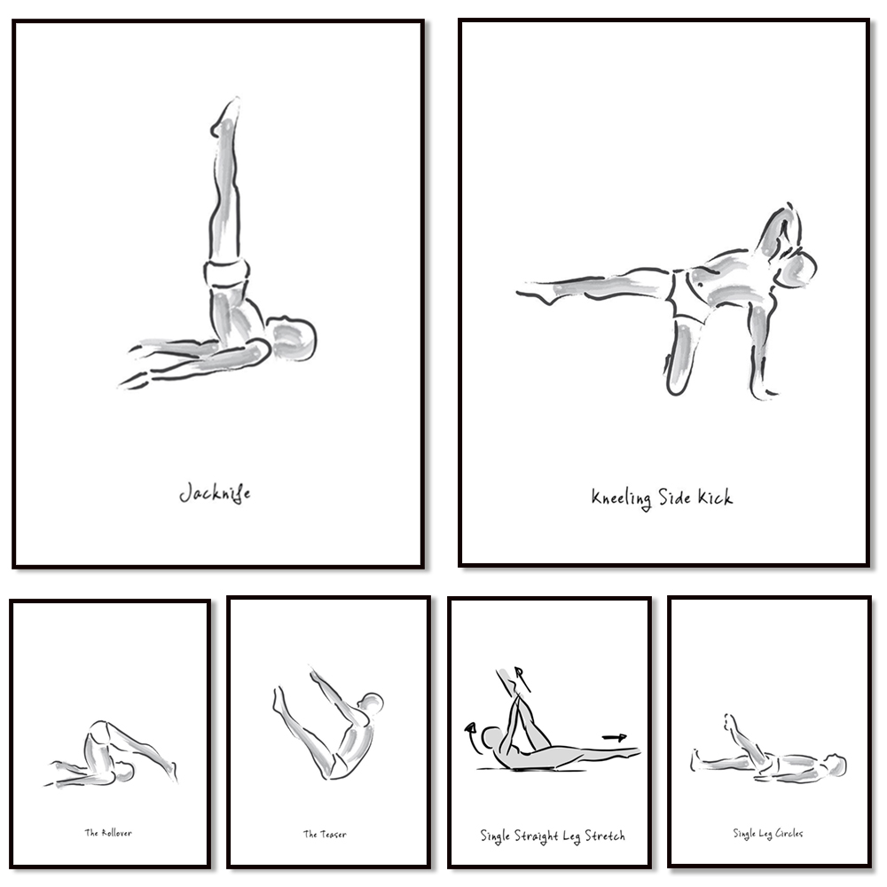 Pilates exercise black and whi - đánh giá và giá Pilates And Yoga Combined